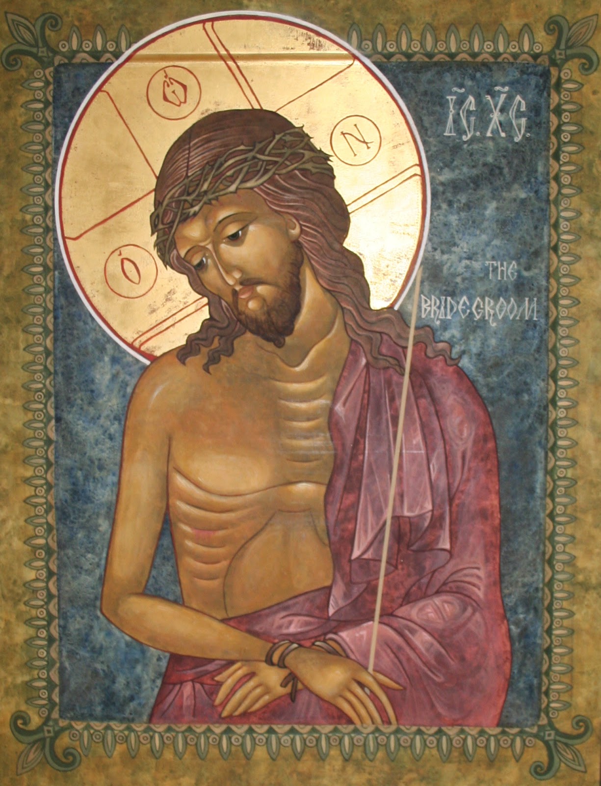 Icono antiguo de Cristo Esposo coronado de espinas