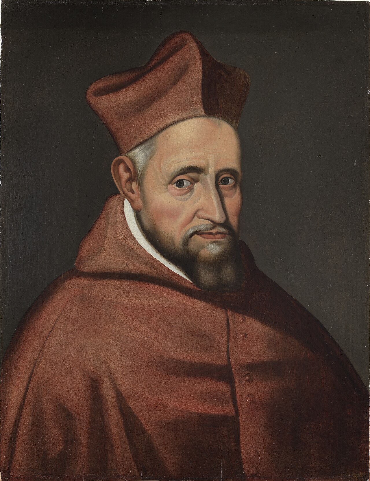 Retrato histórico del cardenal san Roberto Belarmino con muceta y birreta rojas