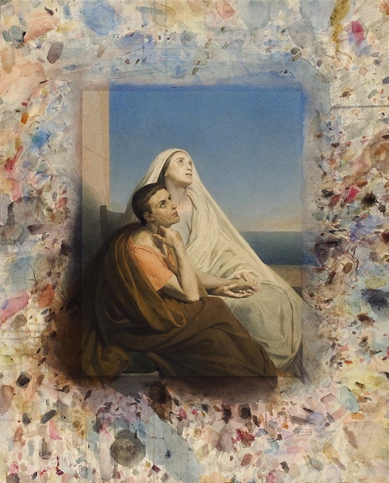 Santa Mónica y su hijo san Agustín contemplando juntos la luz sobre el mar